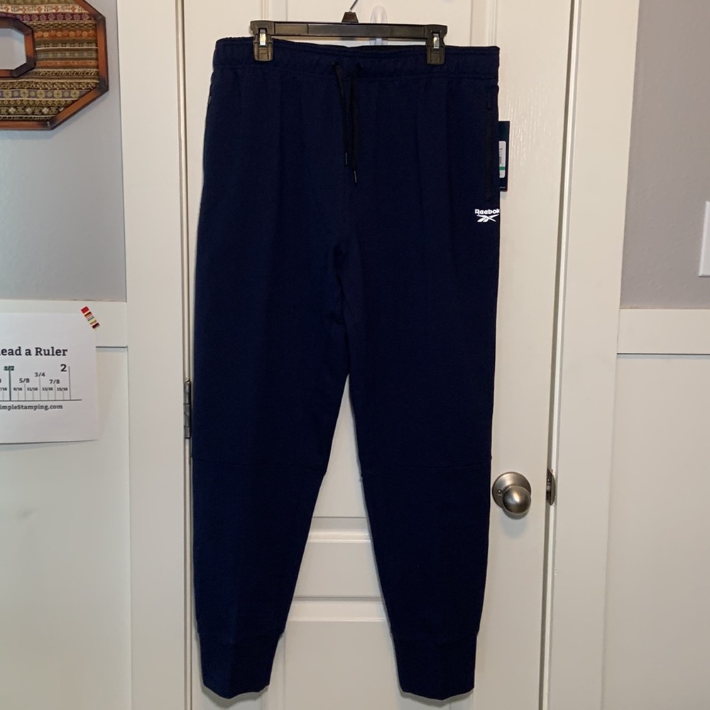Reebok NWT Men's XL Knit Track Pants Navy Slim Fit